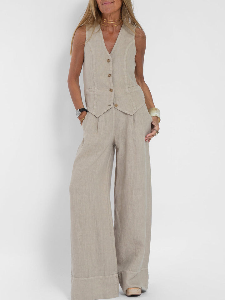 Rose | Button-Front Wide-Leg Set