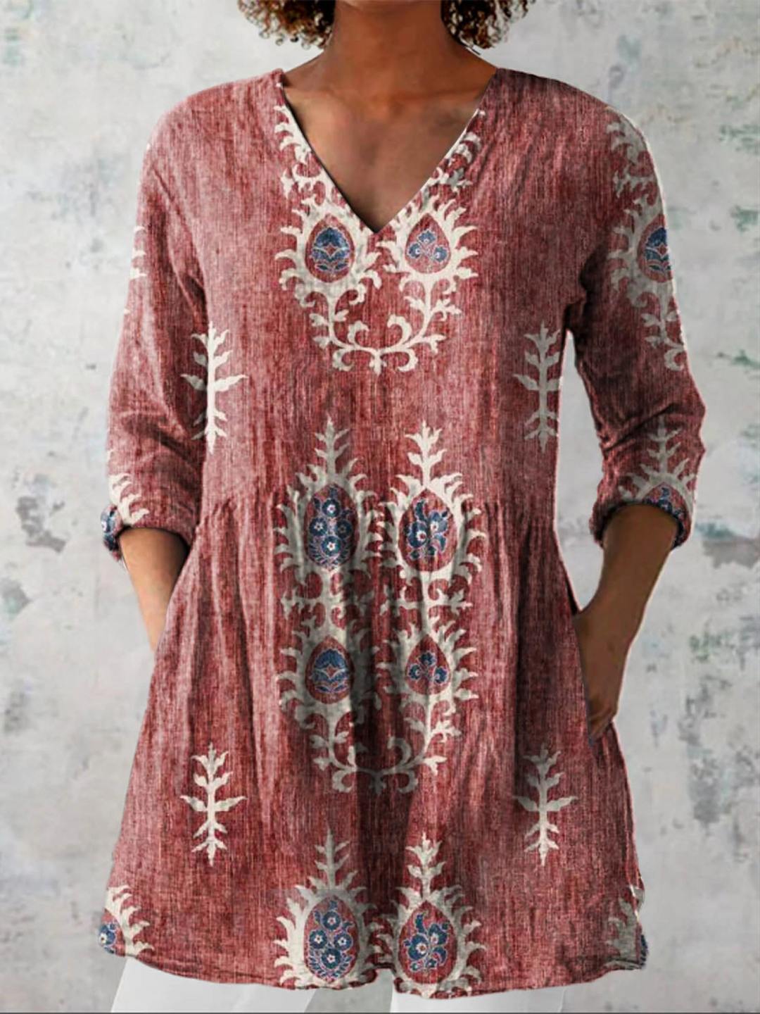 Mary | Long V-Neck Blouse