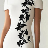 Heather | Floral Printed Midi Boat-Neck Dress