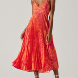Sabrina | Elegant Floral Printed Midi Pleated Dress