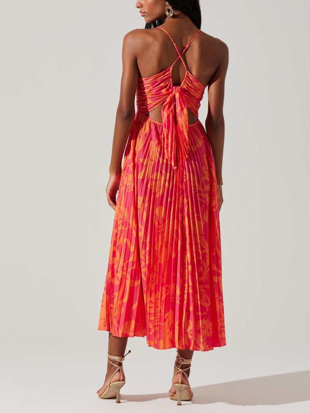 Sabrina | Elegant Floral Printed Midi Pleated Dress