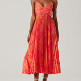 Sabrina | Elegant Floral Printed Midi Pleated Dress