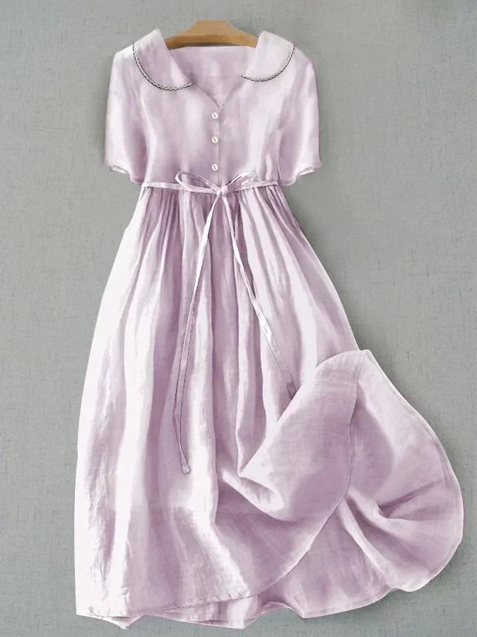 Freya | Elegant Cotton-Linen Half-Sleeve Dress