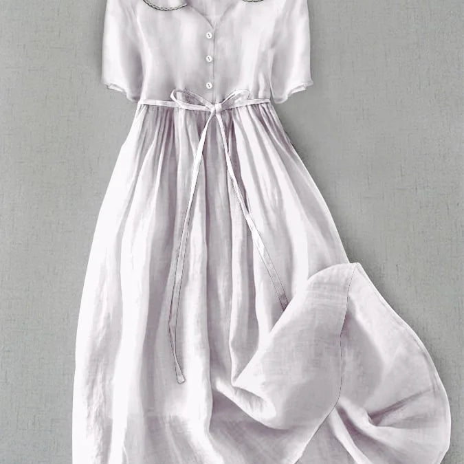 Freya | Elegant Cotton-Linen Half-Sleeve Dress