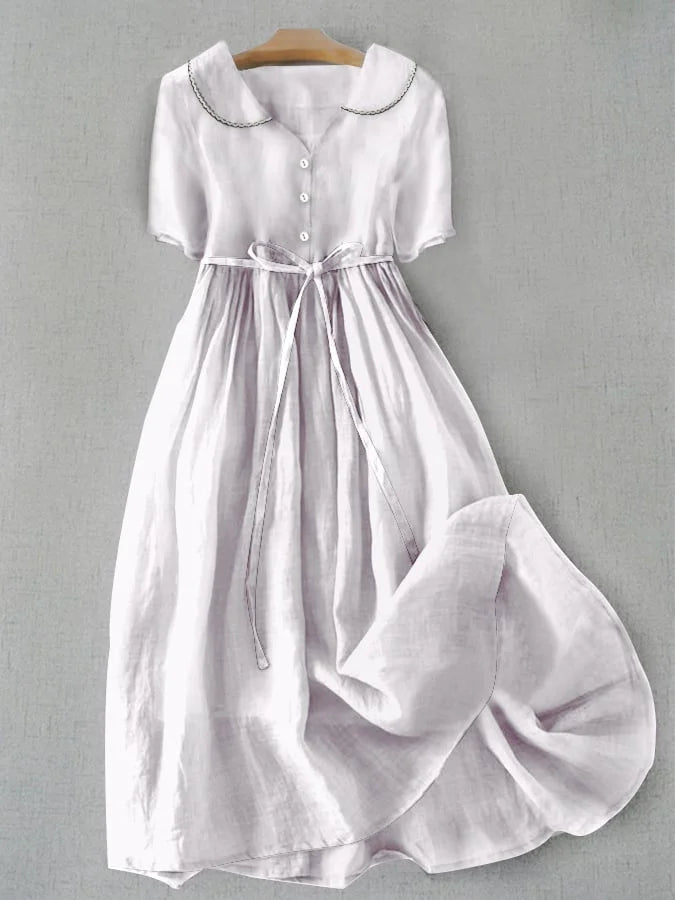 Freya | Elegant Cotton-Linen Half-Sleeve Dress