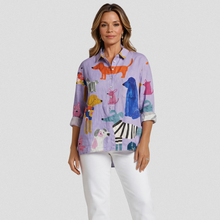 Rose | Printed Dog-Print Relaxed T-Shirt