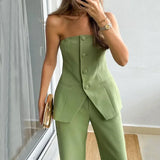 Teresa | Sleeveless Button-Detail Wide-Leg Set