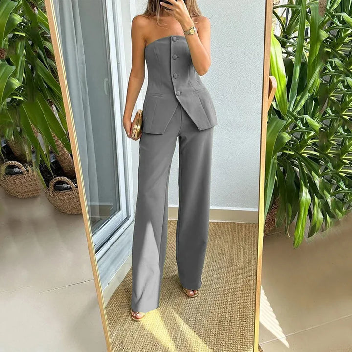 Teresa | Sleeveless Button-Detail Wide-Leg Set