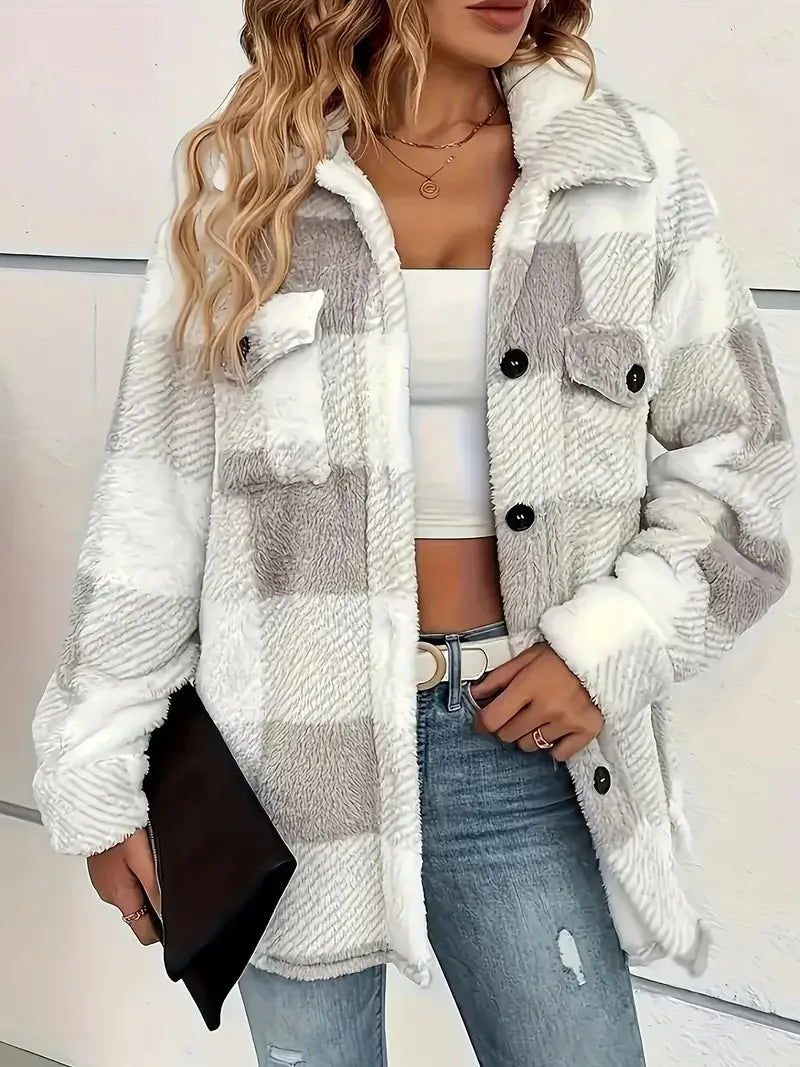 Freya | Elegant Fleece Striped Jacket