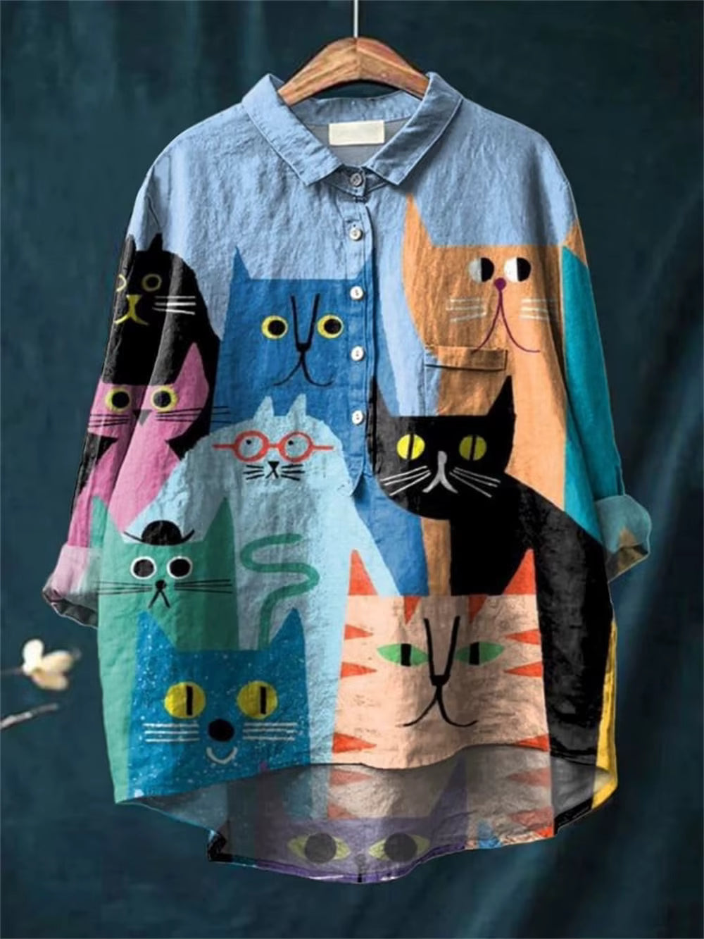 Rose | Printed Cat-Print Relaxed Blouse