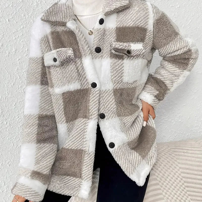 Freya | Elegant Fleece Striped Jacket
