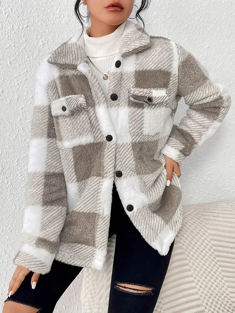 Freya | Elegant Fleece Striped Jacket