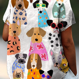 Phoebe | Printed Dog-Print Blouse