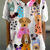 Phoebe | Printed Dog-Print Blouse