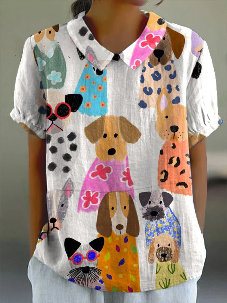Phoebe | Printed Dog-Print Blouse