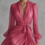 Jessica | Elegant Chiffon Long V-Neck Dress