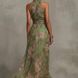 Emma | Chiffon Floral Maxi Backless Dress