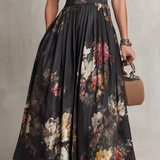 Georgia | Satin Floral Midi Pleated Dress