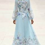 Margaret | Chiffon Floral Maxi V-Neck Dress
