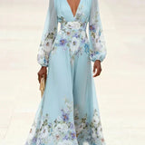 Margaret | Chiffon Floral Maxi V-Neck Dress
