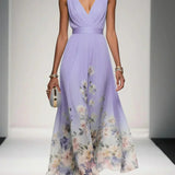 Hazel | Chiffon Floral Maxi V-Neck Dress
