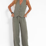 Rose | Button-Front Wide-Leg Set
