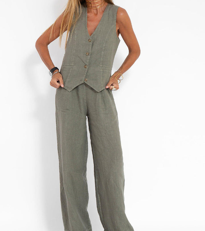 Rose | Button-Front Wide-Leg Set