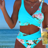 Marie | Floral Animal-Print Split-Hem Bikini