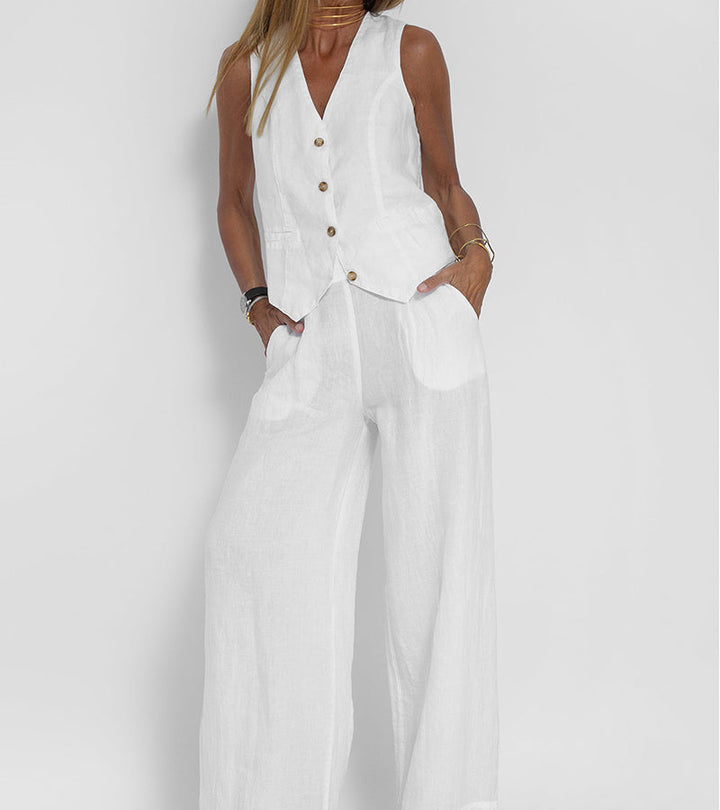 Rose | Button-Front Wide-Leg Set