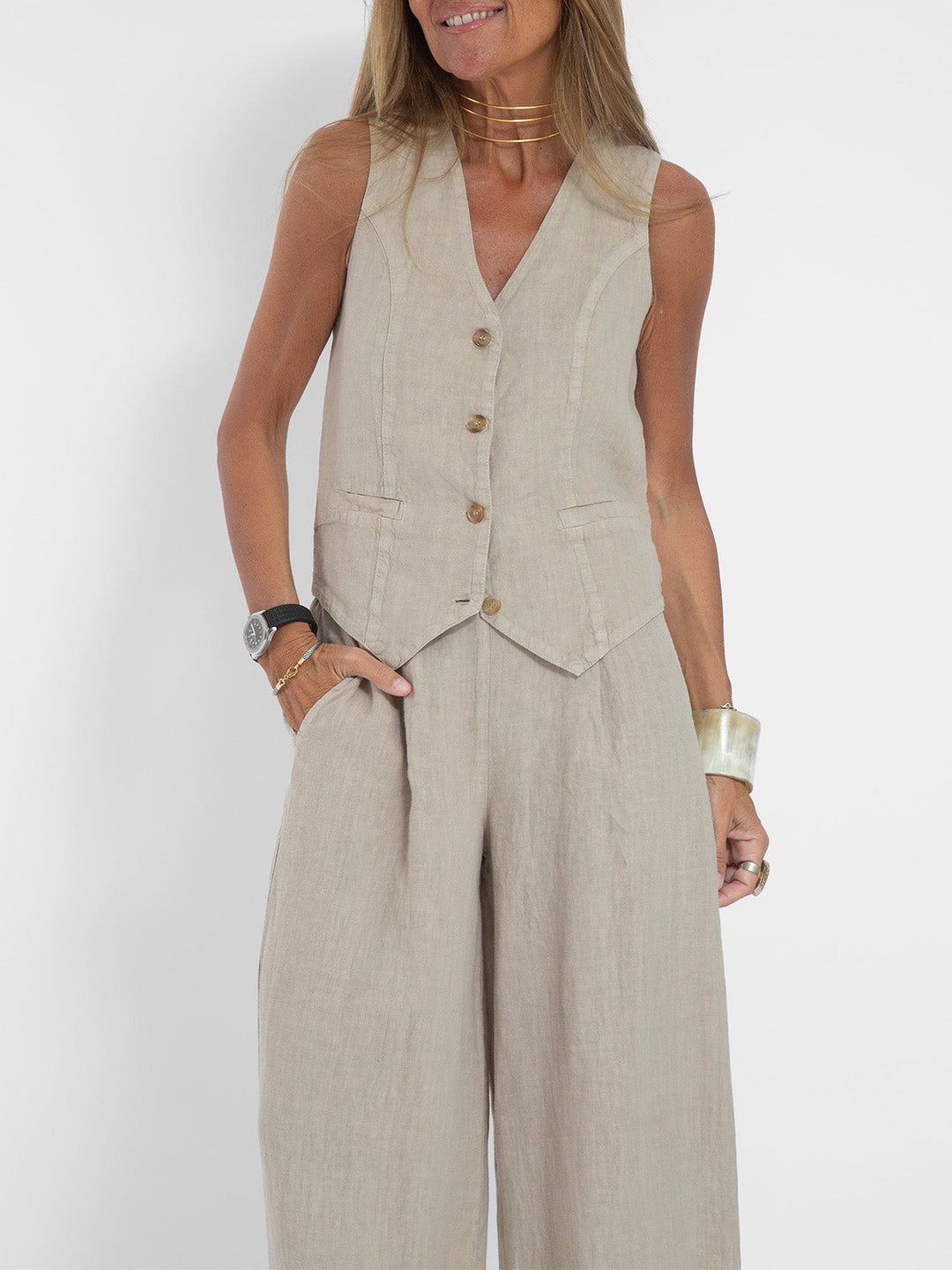 Rose | Button-Front Wide-Leg Set