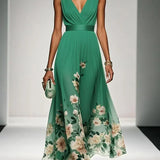 Hazel | Chiffon Floral Maxi V-Neck Dress