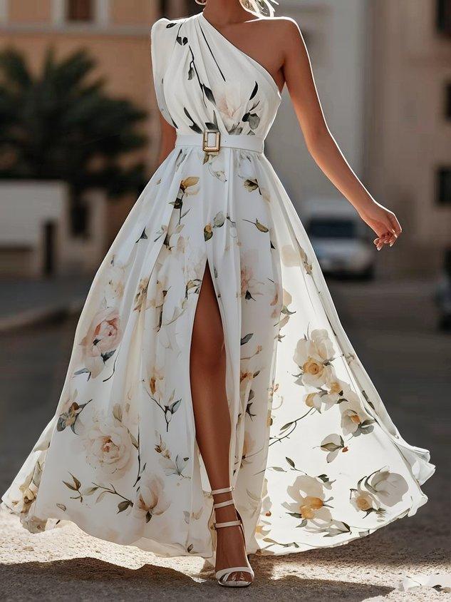 Valerie | Chiffon Floral Maxi Off-Shoulder Dress