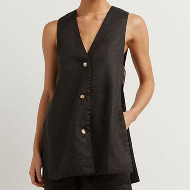 Helena | Sleeveless Button-Detail Set