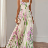 Imogen | Chiffon Floral Maxi Pleated Dress