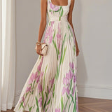 Imogen | Chiffon Floral Maxi Pleated Dress