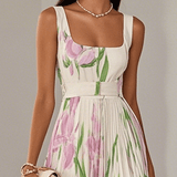 Imogen | Chiffon Floral Maxi Pleated Dress