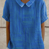 Zoe | Striped Geometric-Print Blouse
