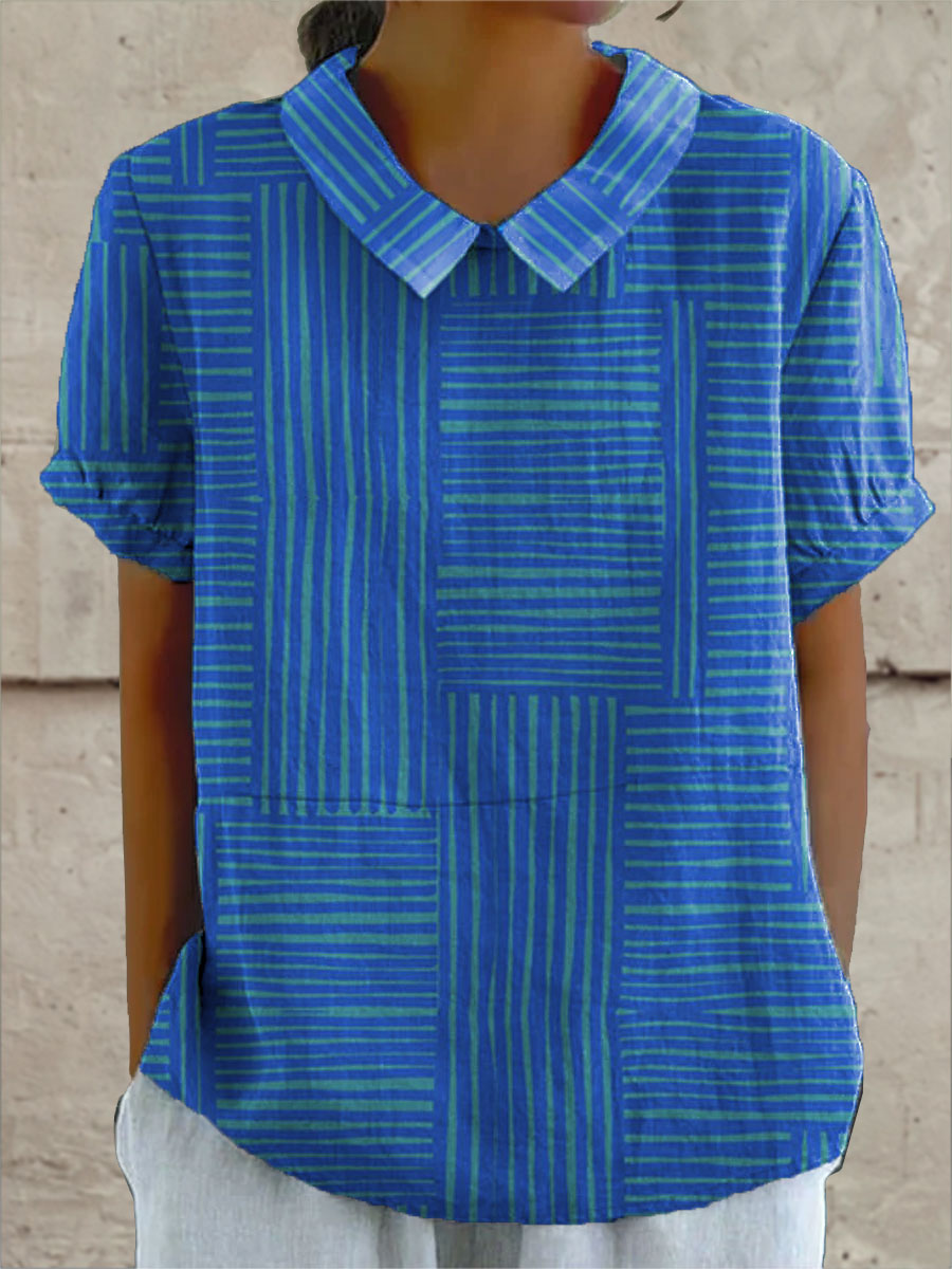 Zoe | Striped Geometric-Print Blouse