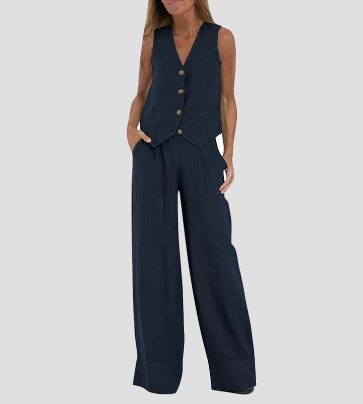 Rose | Button-Front Wide-Leg Set