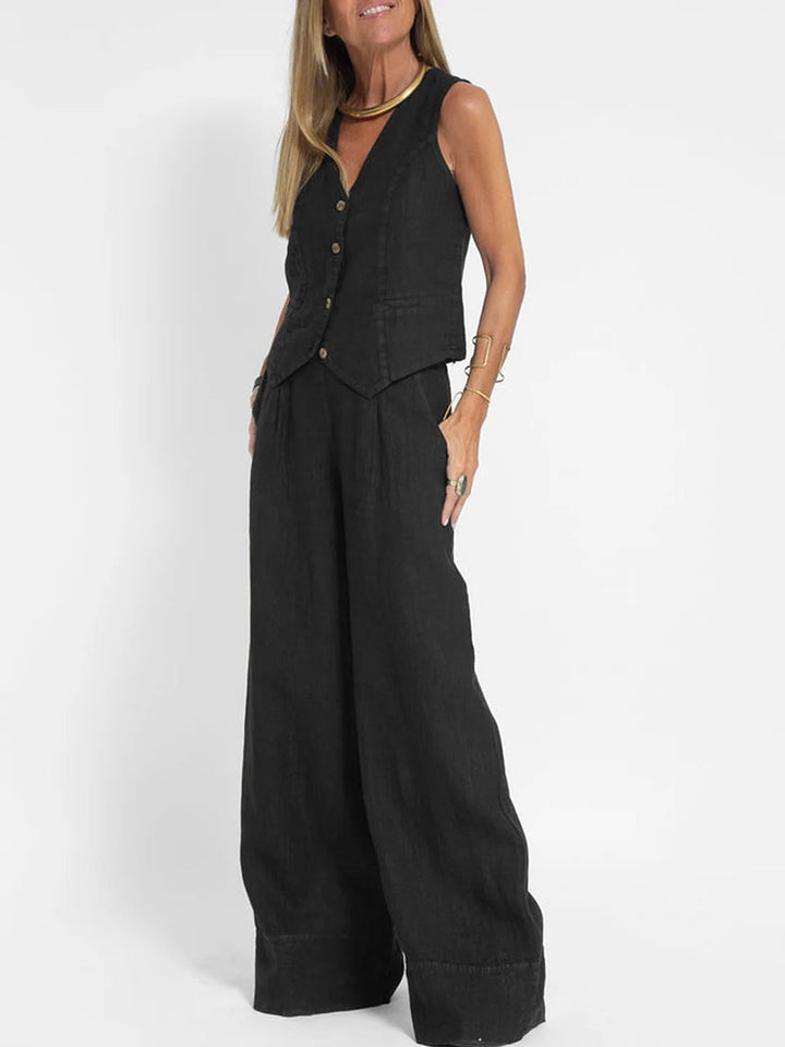 Rose | Button-Front Wide-Leg Set