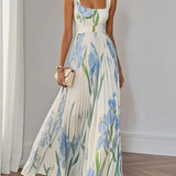 Imogen | Chiffon Floral Maxi Pleated Dress