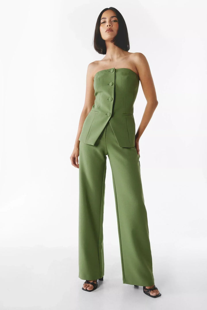Teresa | Sleeveless Button-Detail Wide-Leg Set