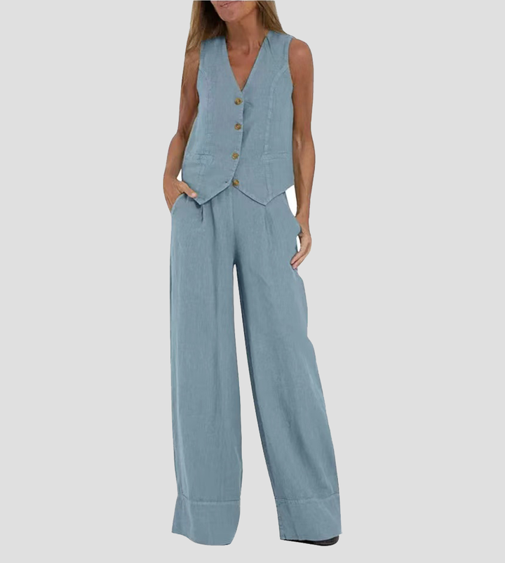 Rose | Button-Front Wide-Leg Set