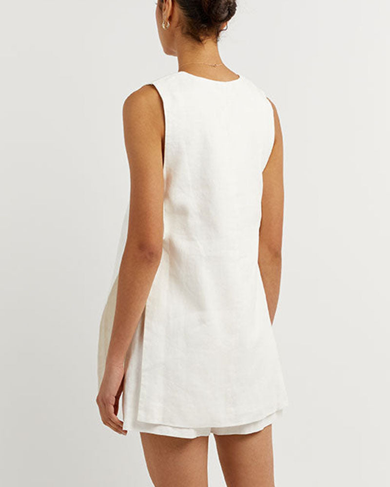 Helena | Sleeveless Button-Detail Set