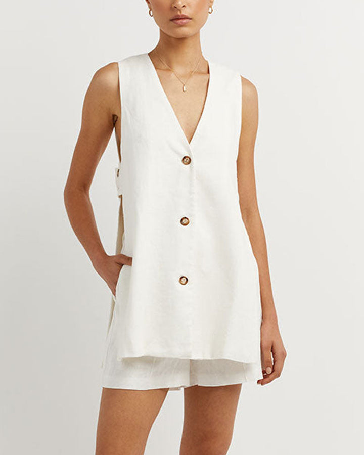 Helena | Sleeveless Button-Detail Set